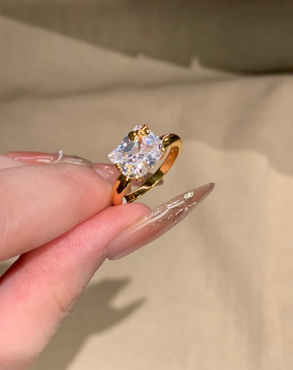 S925 Adjustable Sterling Silver Flashing High Carbon Diamond KT
Cat Ring
