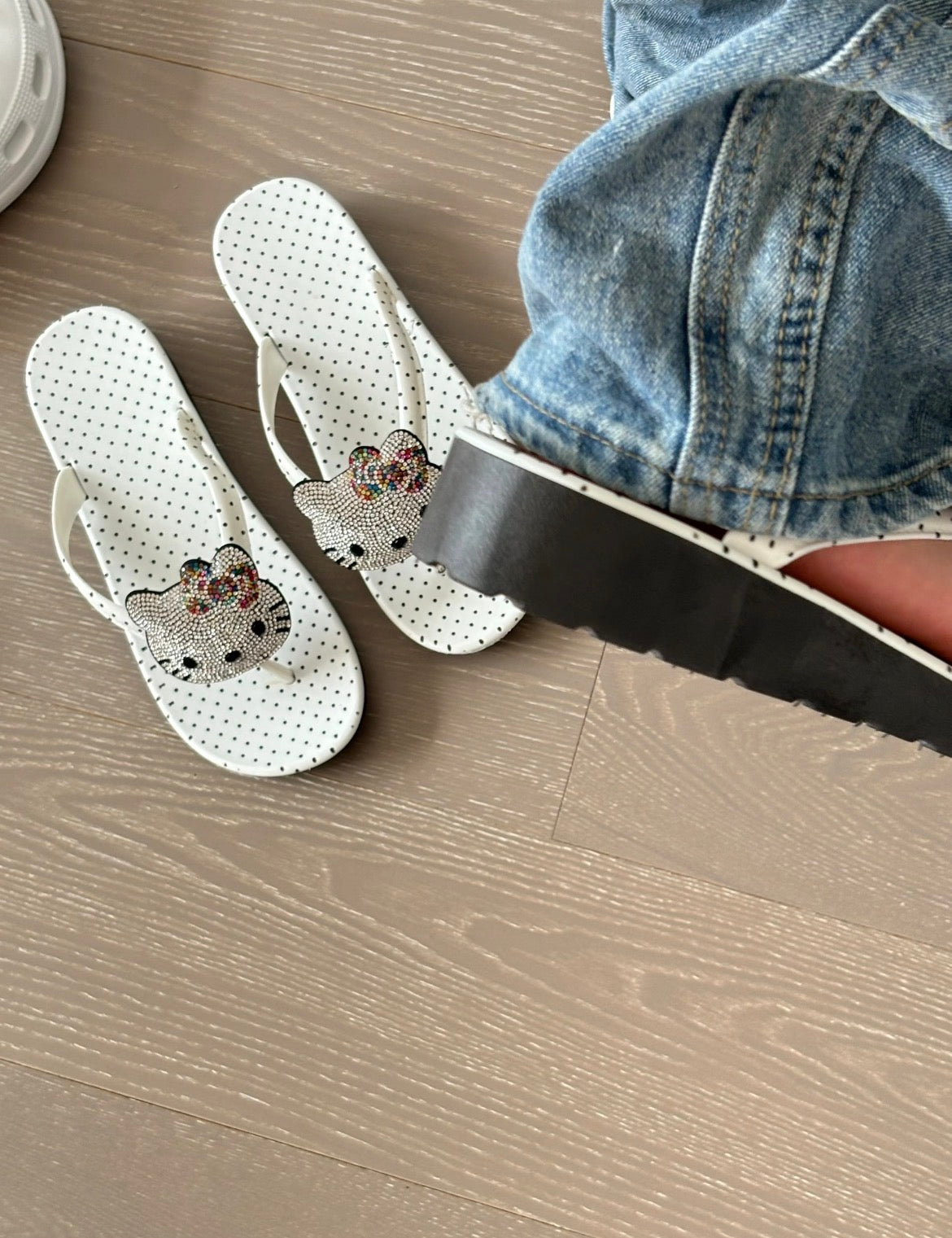 HK Wedge Flip Flops Women Girls Summer Slippers Dot Beach Sandals